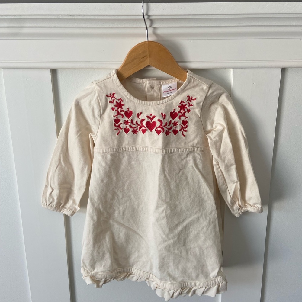 Hanna Andersson Heart Embroidered Dress Valentine Winter Christmas